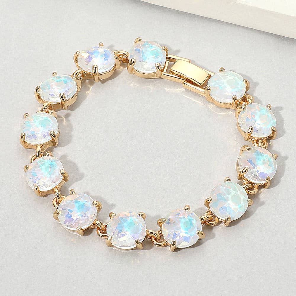 Round Stone Link Evening Bracelet: Gold