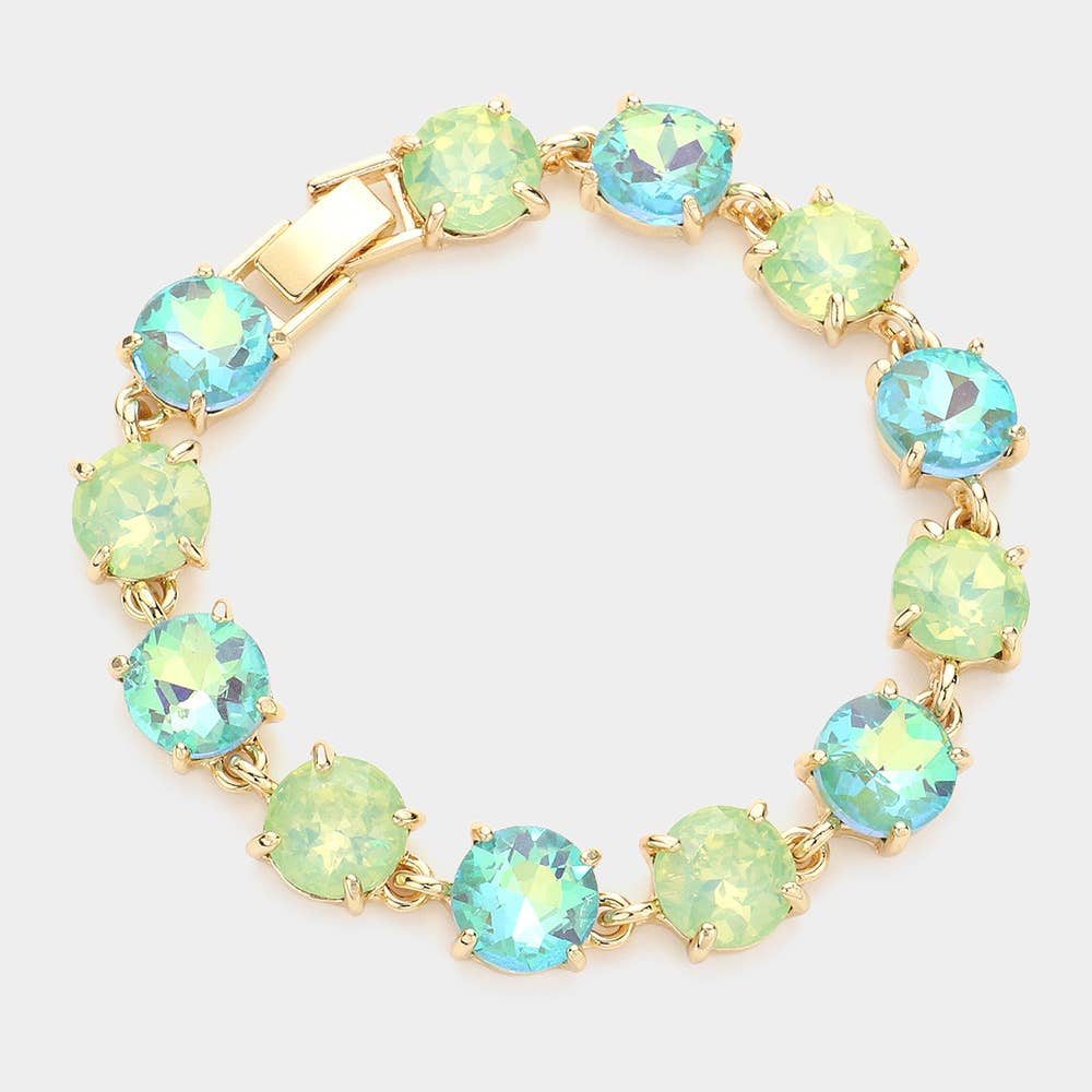 Round Stone Link Evening Bracelet: Gold
