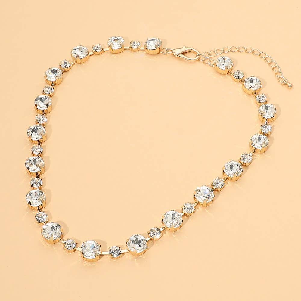 Alternating Round Stone Link Statement Necklace: Light,Multi