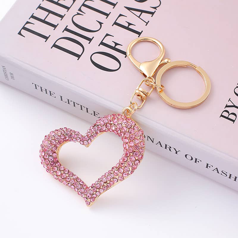 Love heart diamond keychain: White / Hollow
