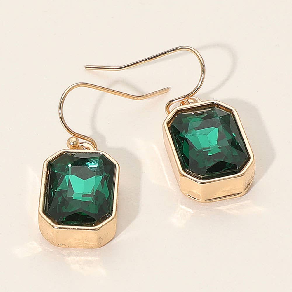 Iridescent Faceted Drop Dangle Earrings: Black Diamond,Gold
