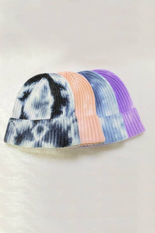 Women Tie-dye Beanie - Double Layer for Cold Weather: Burgundy