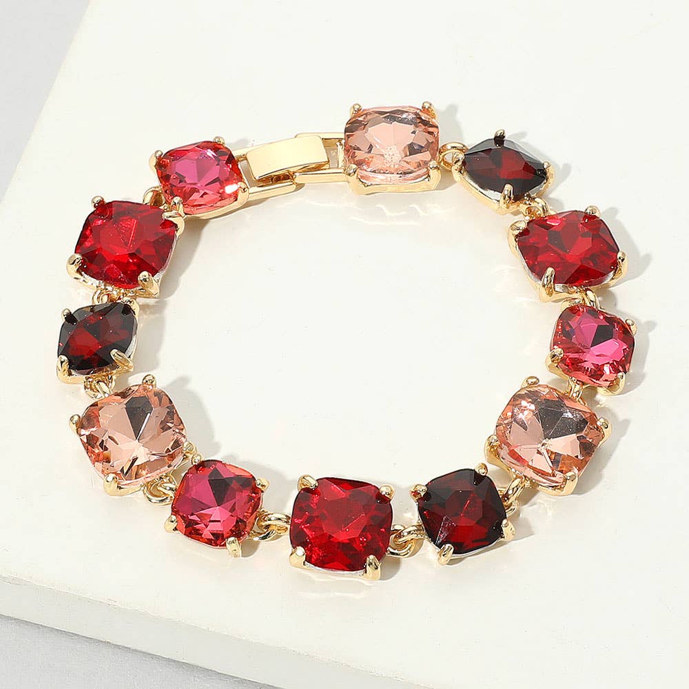 Cushion Square Stone Link Evening Bracelet: Vitrail Medium