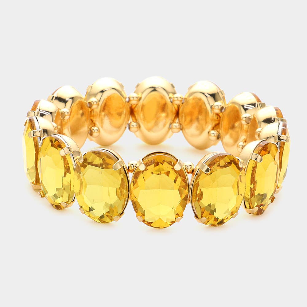 Oval Stone Stretch Evening Bracelet: Multi