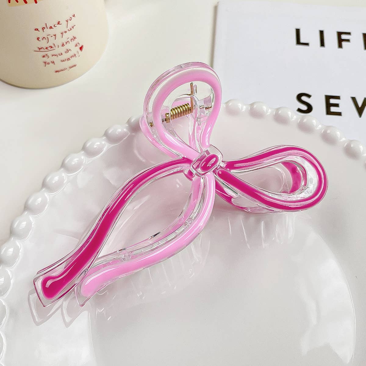 Colorful butterfly hairbow hair clip claw: Pink / Bow