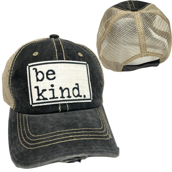 BE KIND HAT: Charcoal Gray w/ coffee mesh