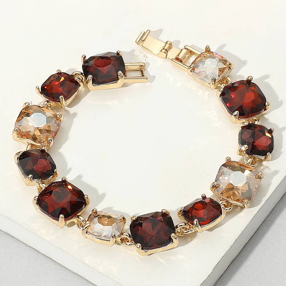 Cushion Square Stone Link Evening Bracelet: Vitrail Medium