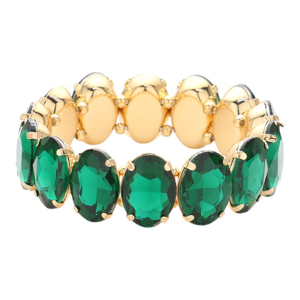 Oval Stone Stretch Evening Bracelet: Multi