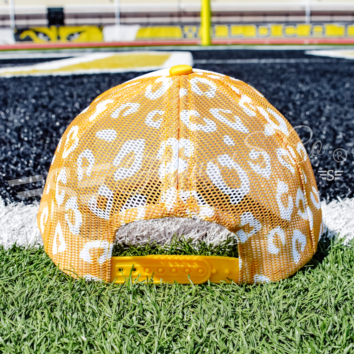 White Front Leopard Magna Pony™ Mesh Foam Trucker Hat: Orange