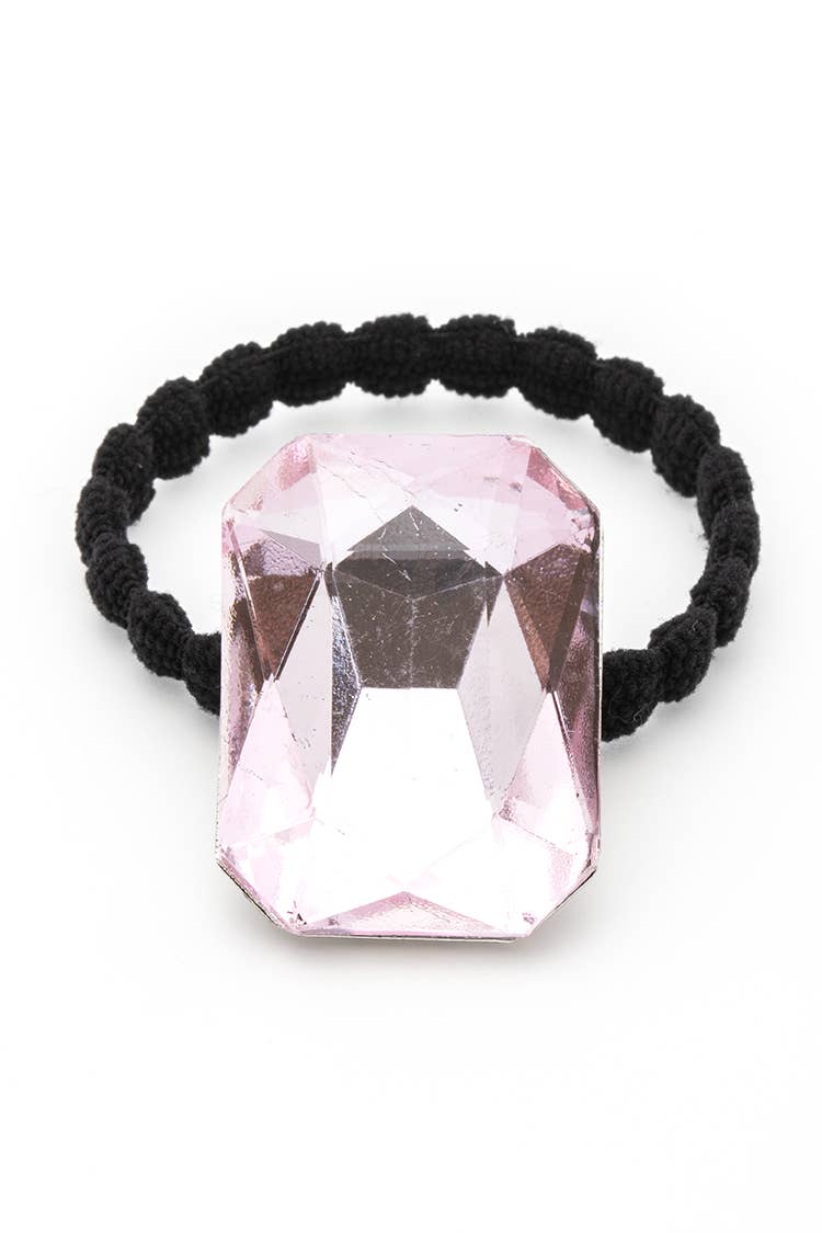 Crystal Stone Holiday Hair Tie: Clear