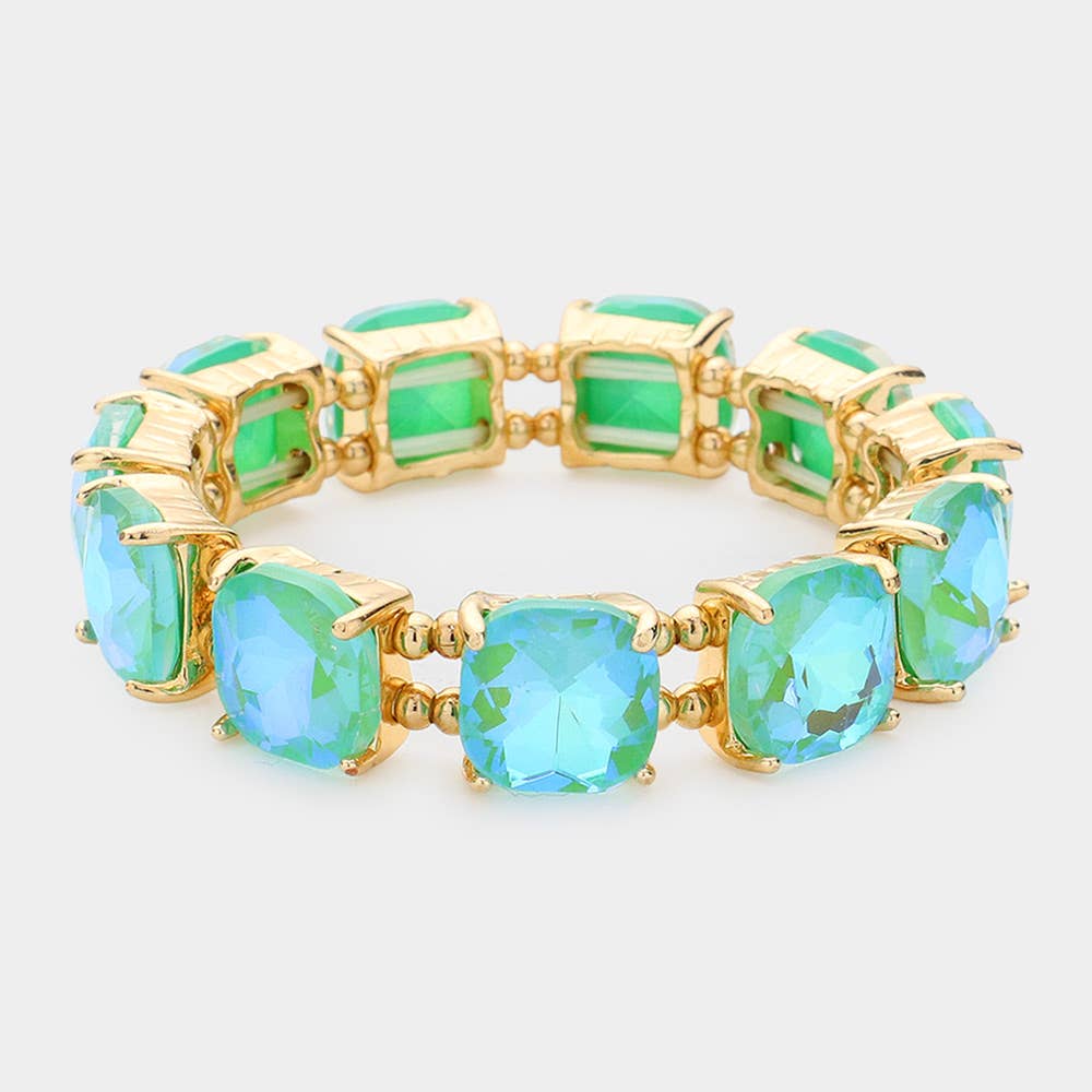 Cushion Square Stone Stretch Evening Bracelet: PPK