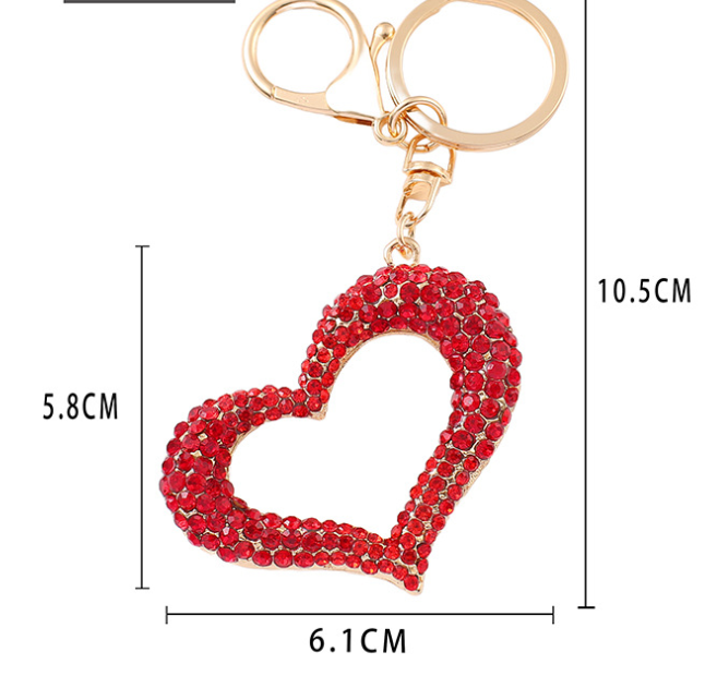 Love heart diamond keychain: White / Hollow