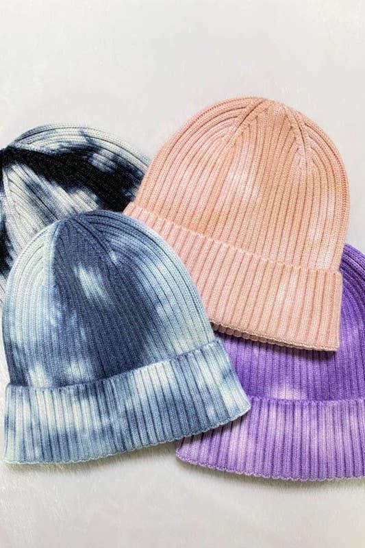 Women Tie-dye Beanie - Double Layer for Cold Weather: Burgundy