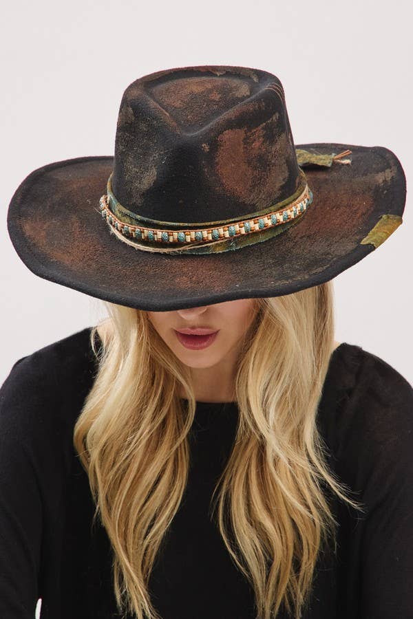 Distress Vintage Versatile Shapable Fedora Cowboy Hat