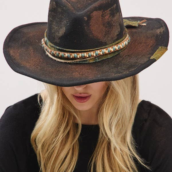 Distress Vintage Versatile Shapable Fedora Cowboy Hat