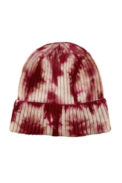 Women Tie-dye Beanie - Double Layer for Cold Weather: Burgundy