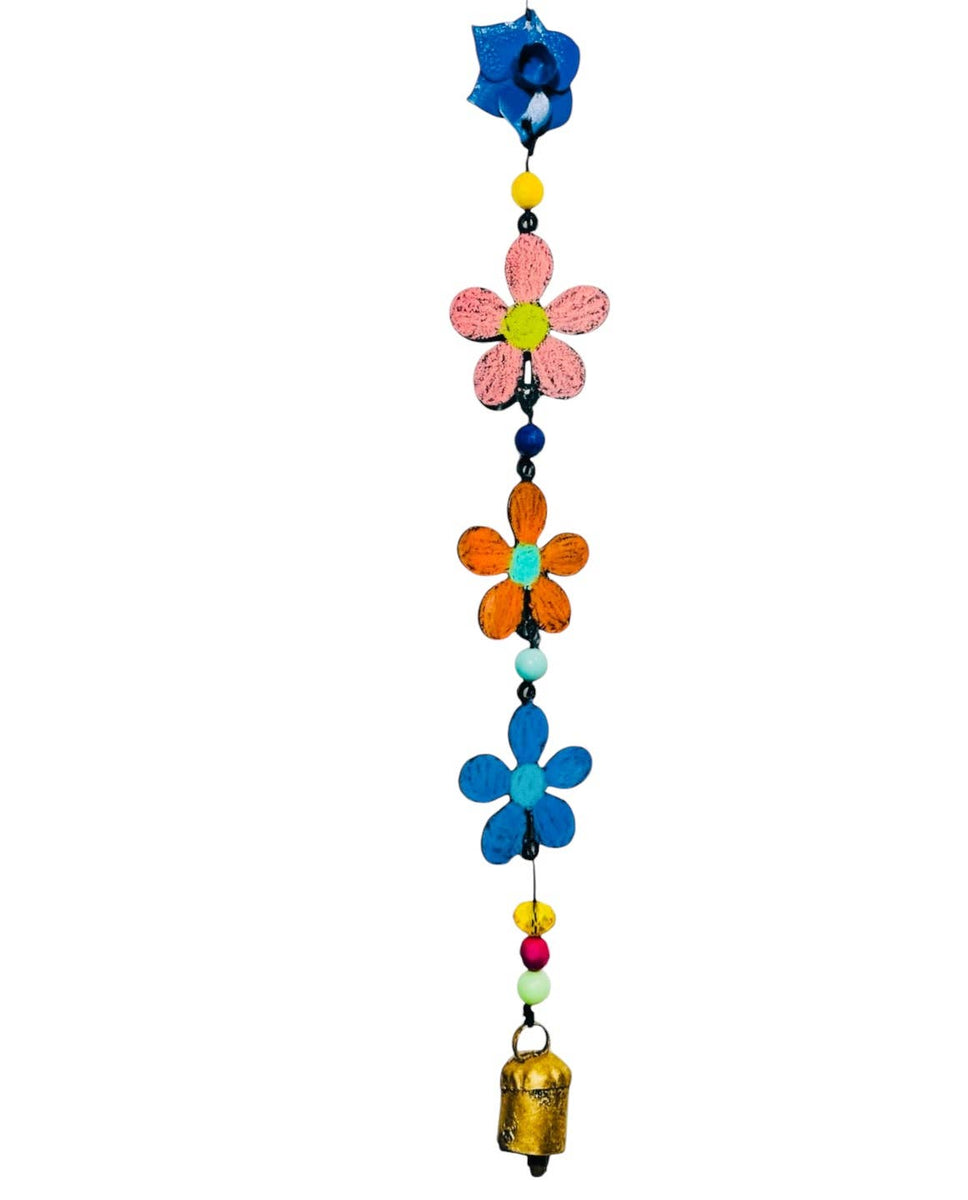 Metal Flower wind chime bell ornament gardener botanical USA