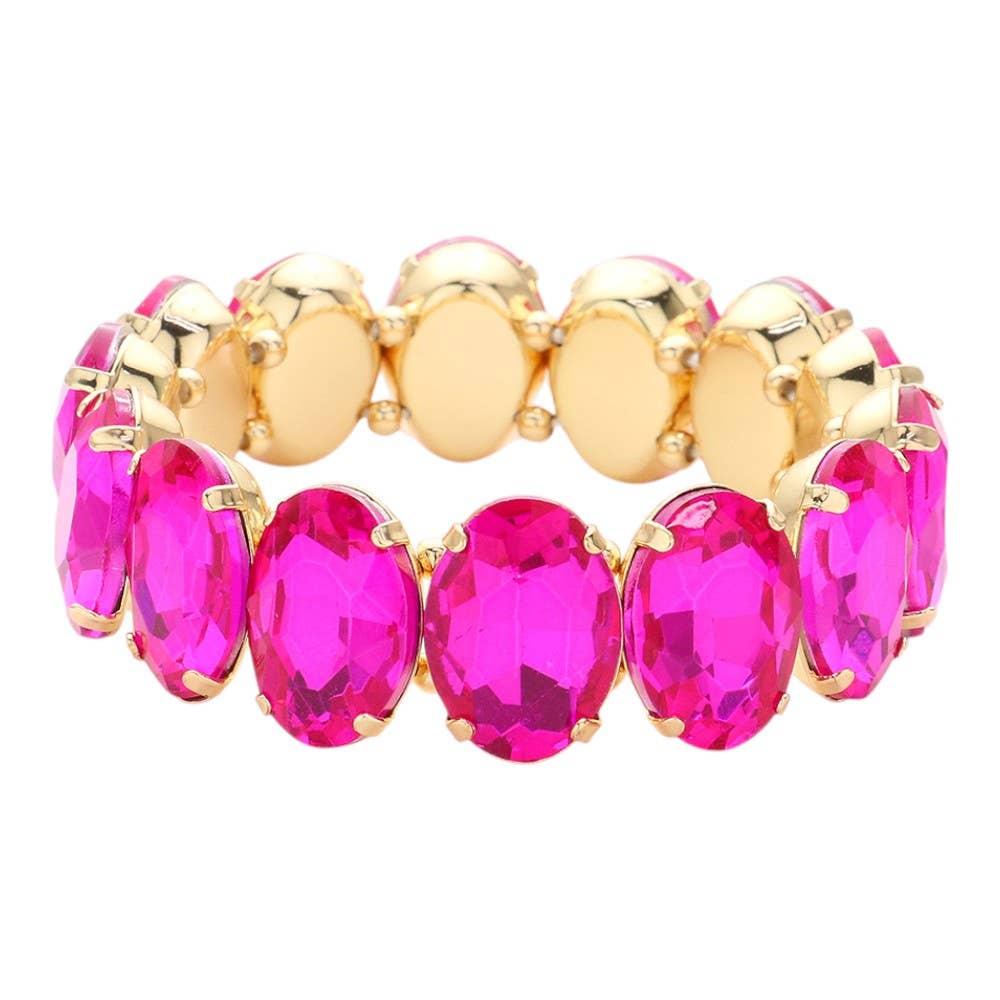 Oval Stone Stretch Evening Bracelet: Multi