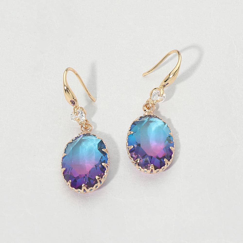 Oval Stone Drop Earrings: Light,Multi