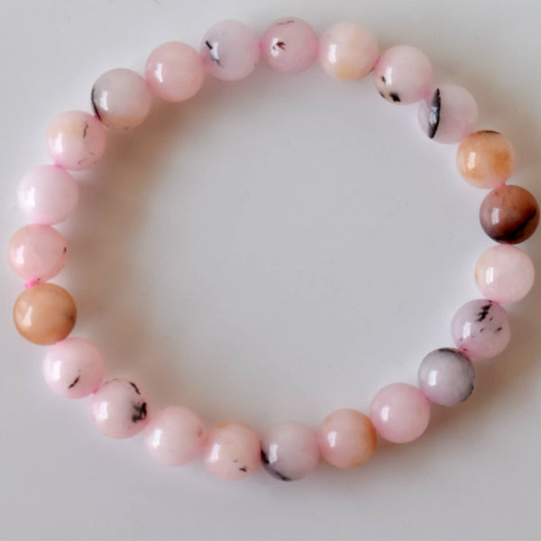 Healing Bracelet | Pink Opal | Gemstone Bracelet: 6mm - Candle Queen Candles