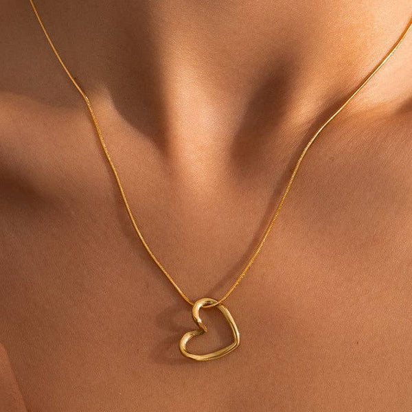 18K Gold Plated Waterproof Stainless Steel Heart Necklace