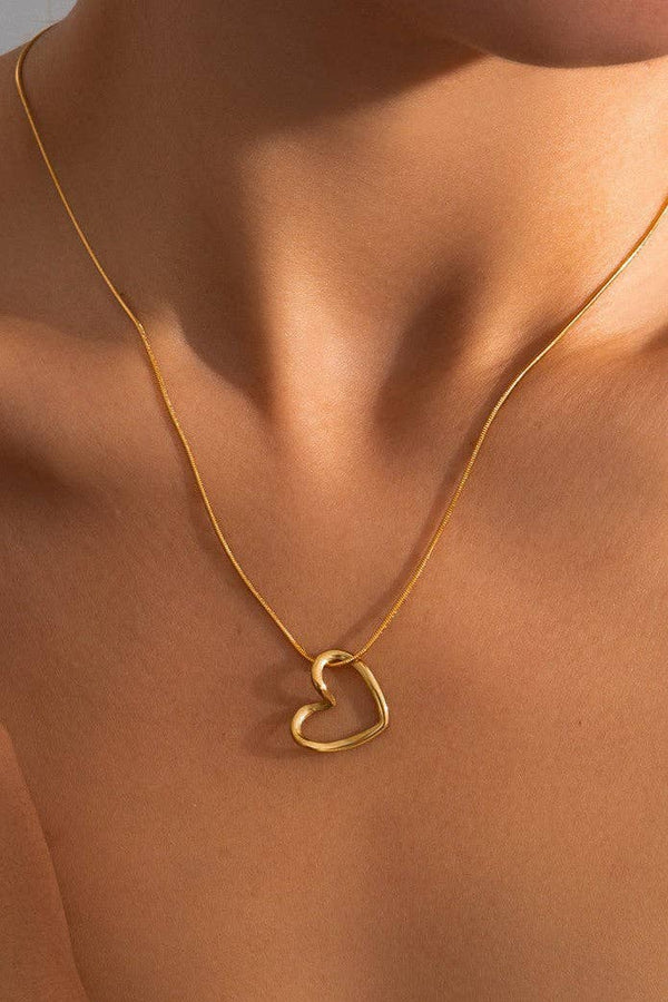 18K Gold Plated Waterproof Stainless Steel Heart Necklace