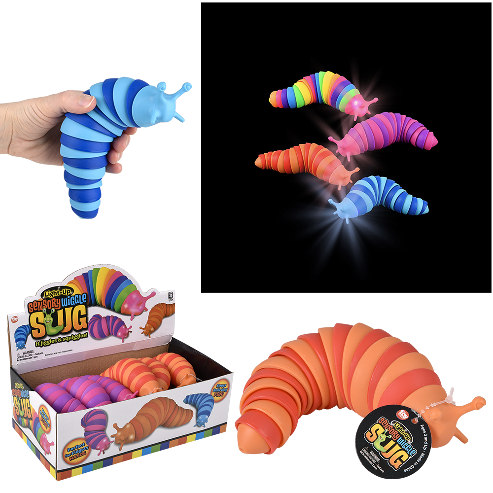 7" LIGHT-UP WIGGLE SENSORY SLUG 12CT