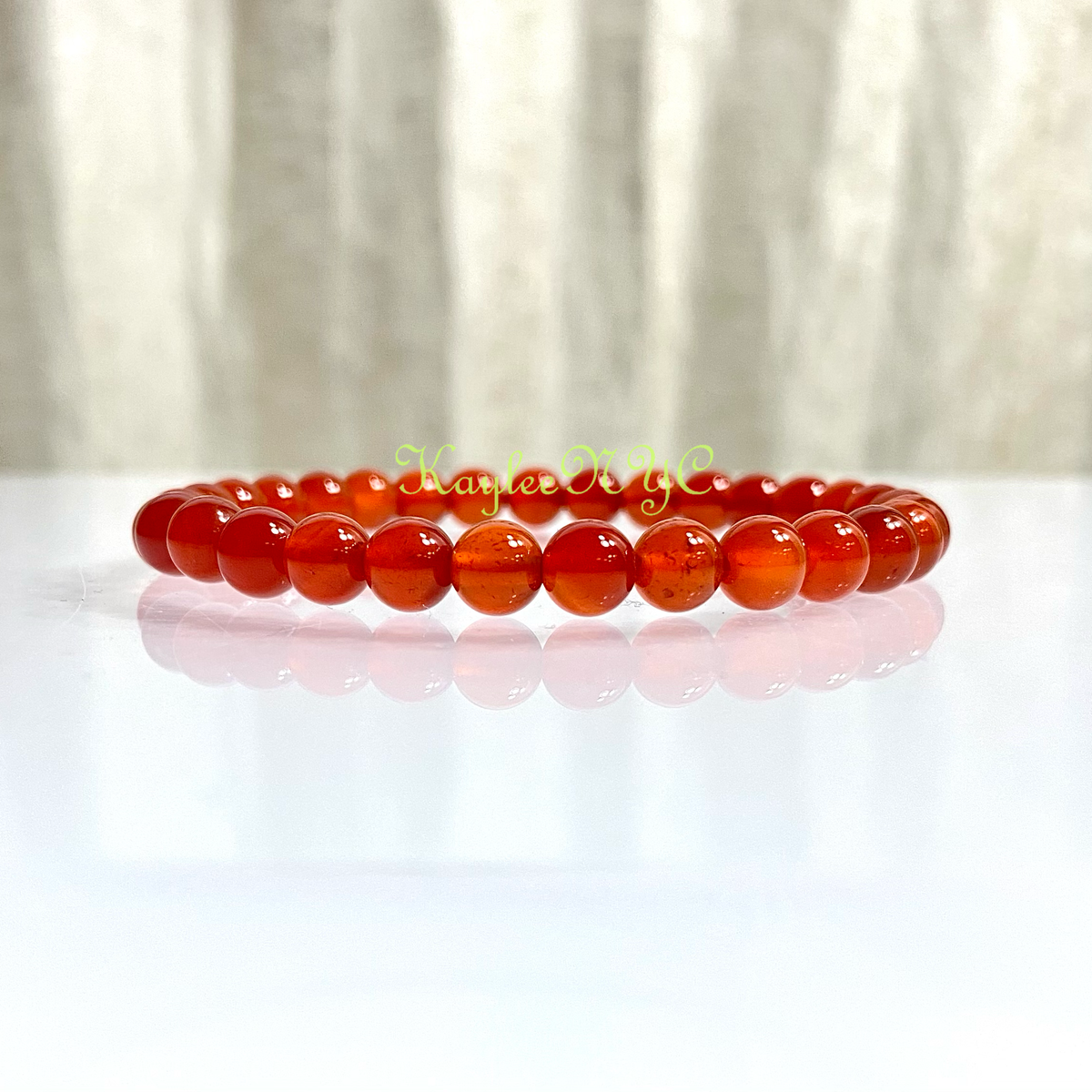 Carnelian Crystal Healing Stretch Bracelet 6mm, 7.5 inch