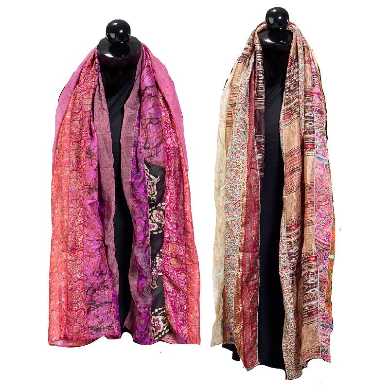 7 Panel Recycled Sari Scarves