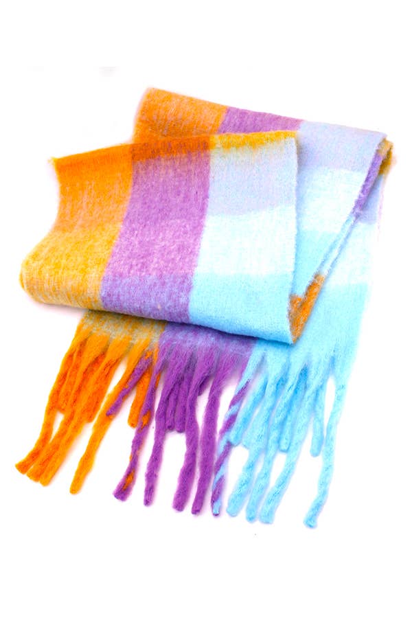Oversize Soft Winter Scarf: Pink/Multi