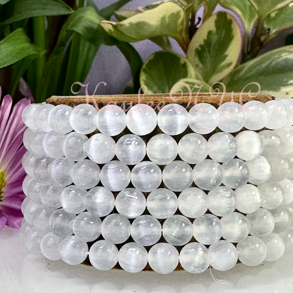Natural Selenite 6mm 7.5” Stretch Bracelet