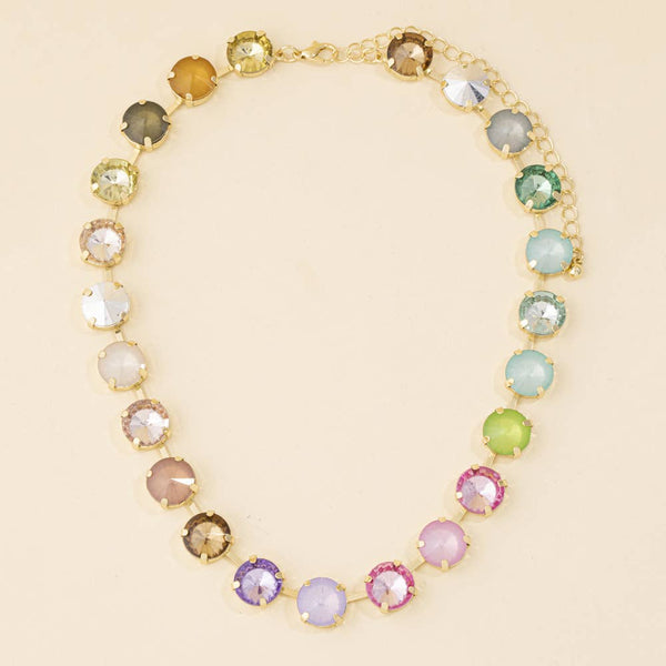 Vintage Inspired Pastel Crystal Collar Necklace: MT