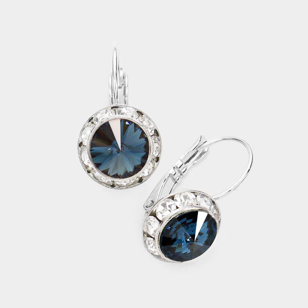 Rivoli Cut Genuine Crystal Lever Back Earrings: AB