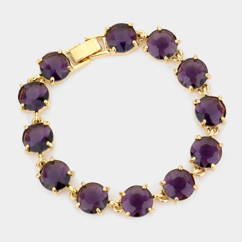 Round Stone Link Evening Bracelet: Gold