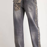 MINERAL WASHED LEOPARD PANEL DRAWSTRING PANTS: DUSTY LEOPARD - Candle Queen Candles