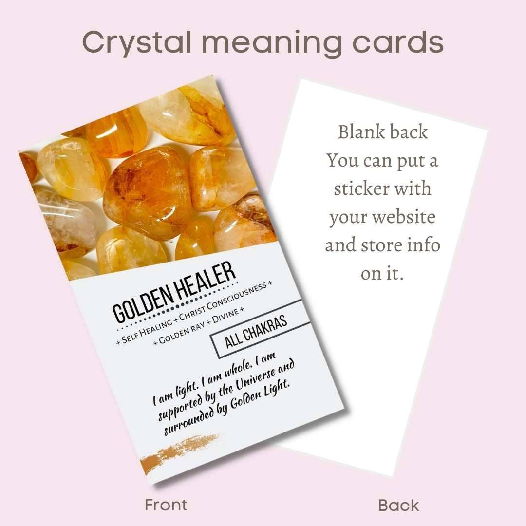 M-P Wholesale Pack of 20 crystal meaning cards (ONE DESIGN): Moss Agate