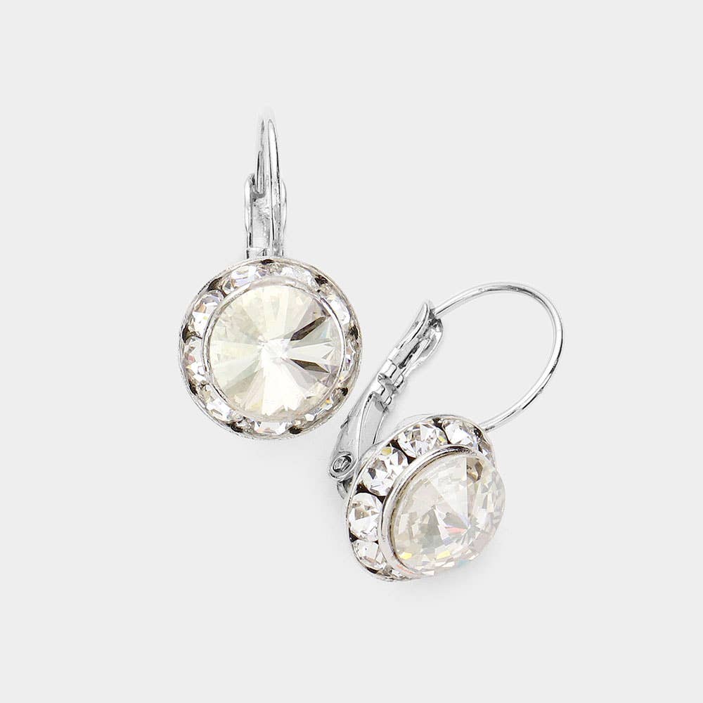 Rivoli Cut Genuine Crystal Lever Back Earrings: AB