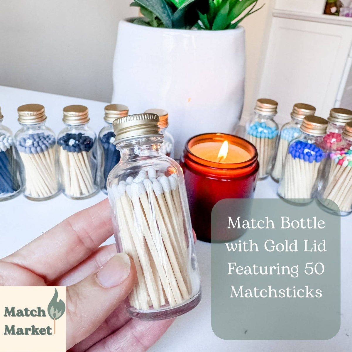 Christmas / Holidays Match Bottles w 50 2" Matches & striker: Happy Holidays / Candy Cane