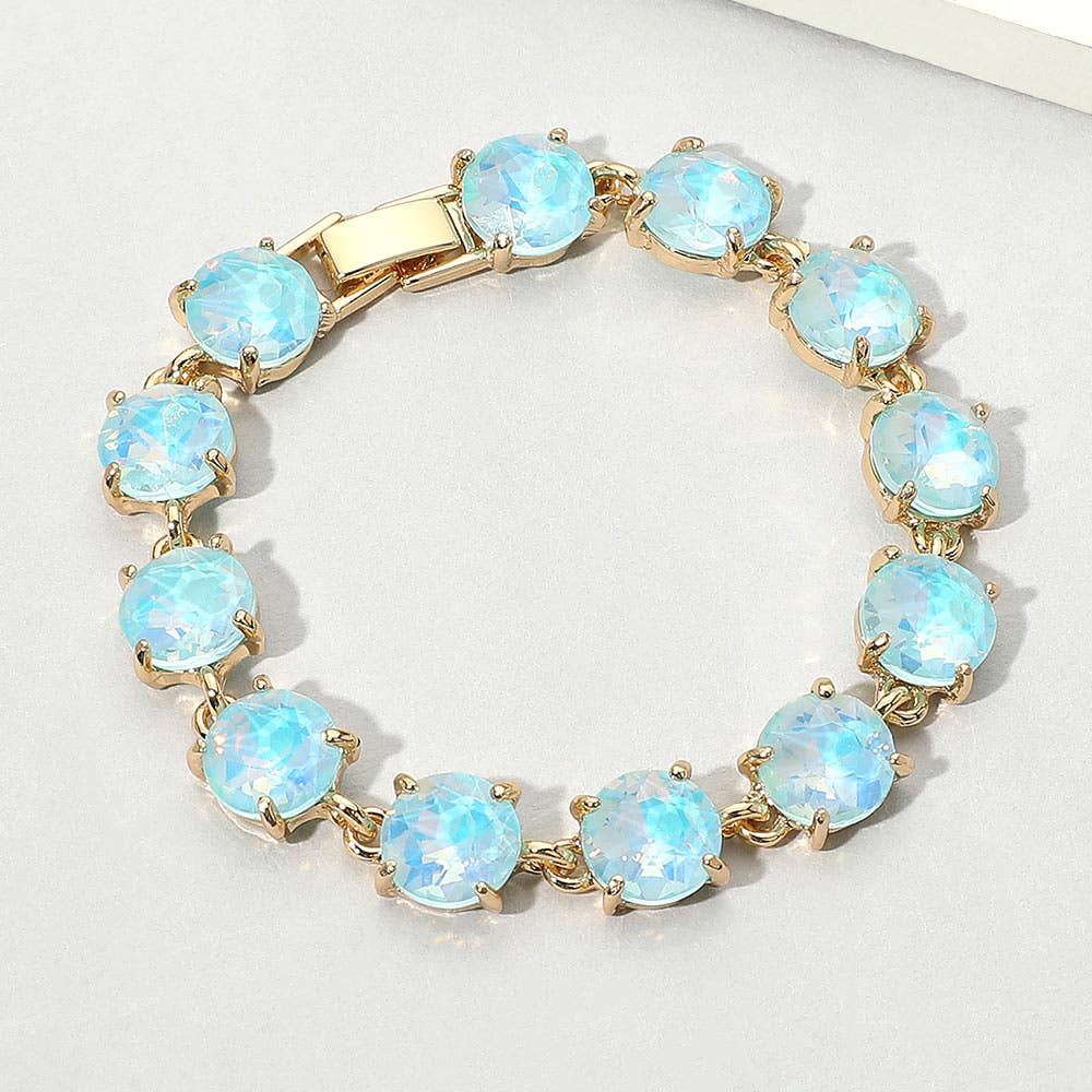 Round Stone Link Evening Bracelet: Gold