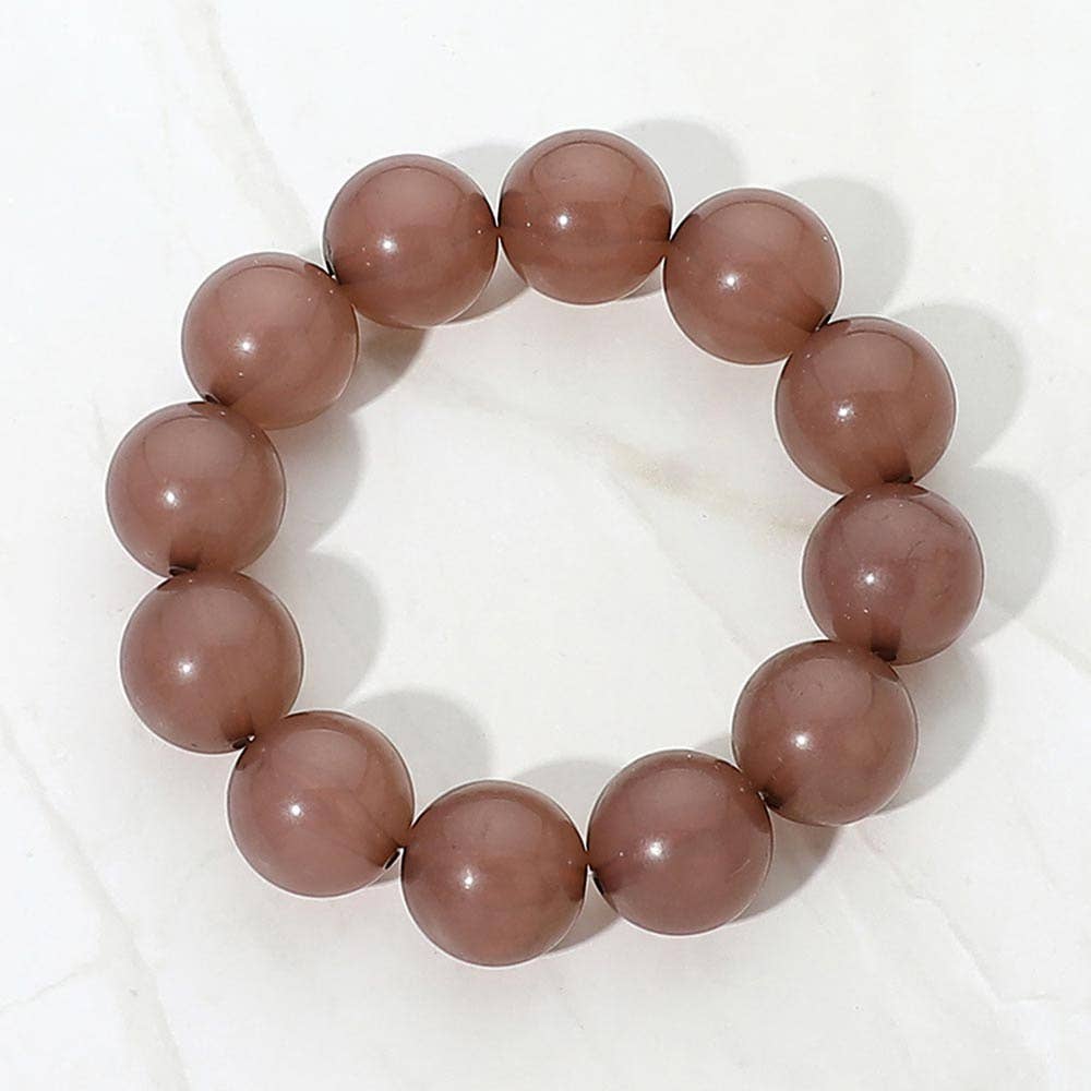 SECRET BOX_Chunky Round Beaded Stretch Bracelet: Fuchsia