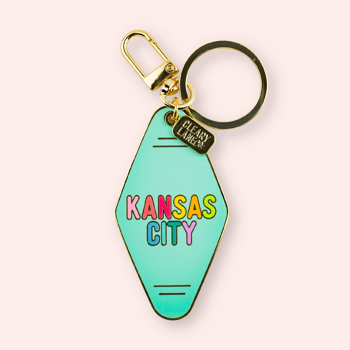 Kansas City Rainbow Enamel Keychains: Hot Pink Heart