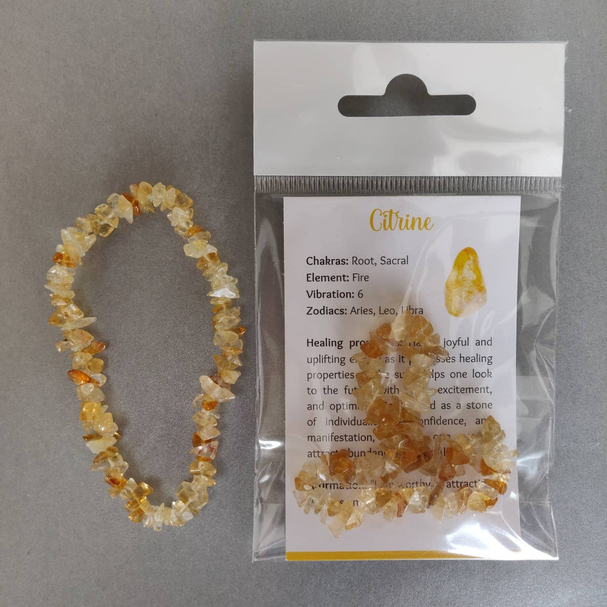 Chip Gemstone / Crystal Stretch Bracelet with FREE Info Card: Chakra