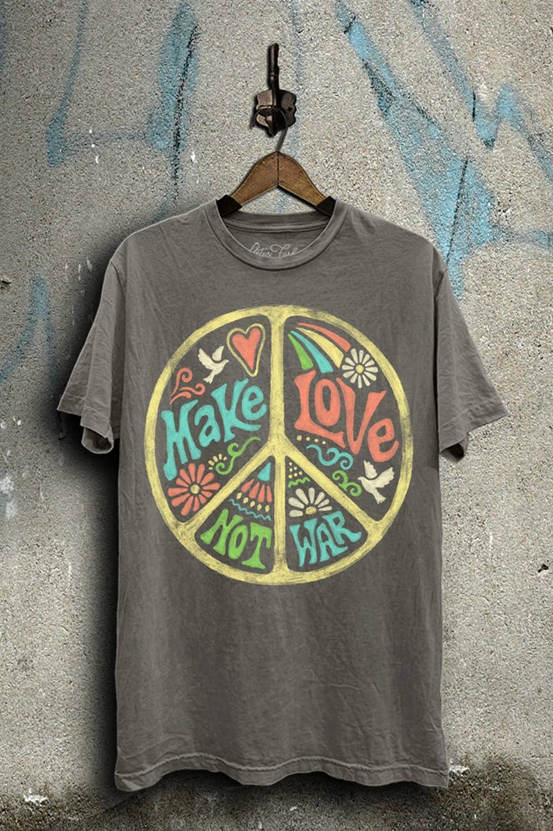 Make Love Not War Graphic Tee: Stone Gray