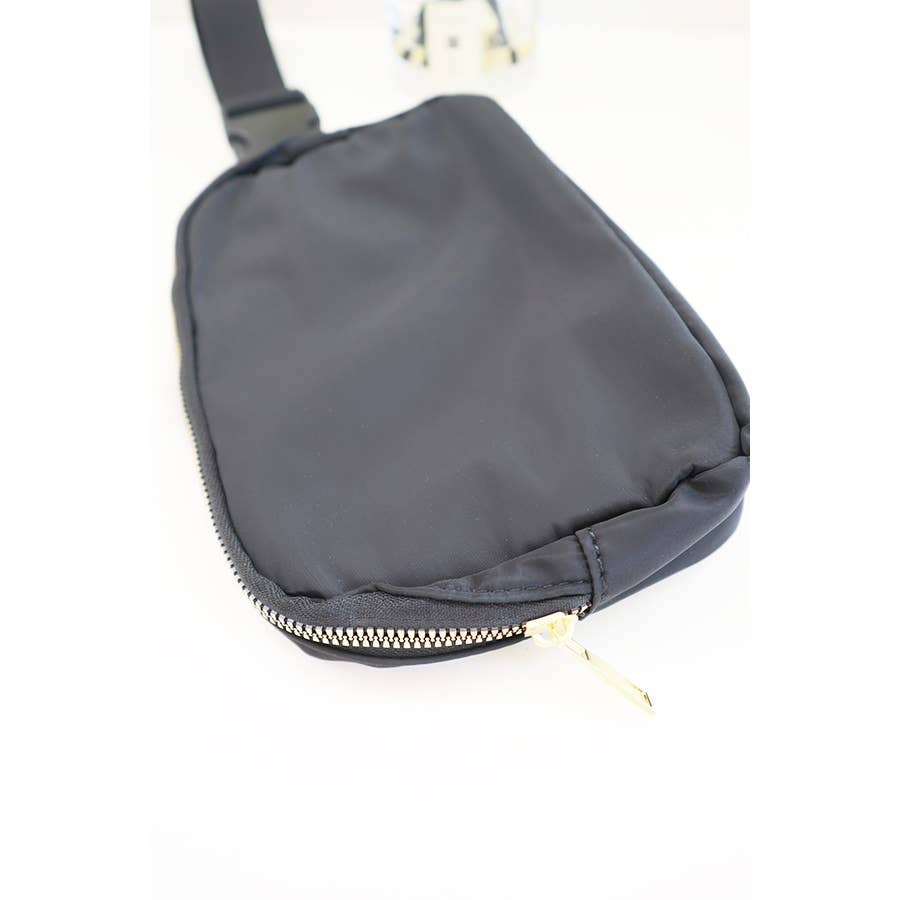 Solid Color Crossbody Fanny Pack Belt Bag: BLACK / ONE