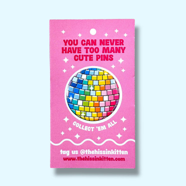 Rainbow Disco Ball Pin / 1.25"