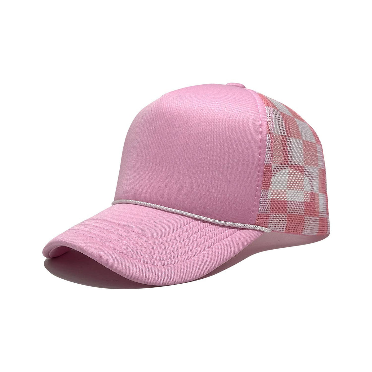Checkerboard Mesh Trucker Hat Baseball Cap: Red