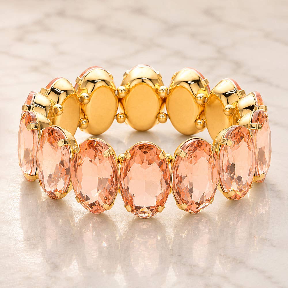 Oval Stone Stretch Evening Bracelet: Multi