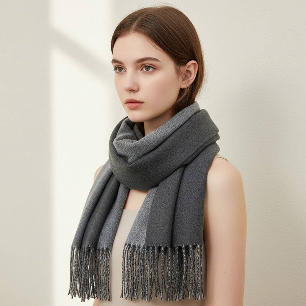 Soft Two Tone Classic Fringe Shawl Wrap Scarf: Beige,Dust Pink