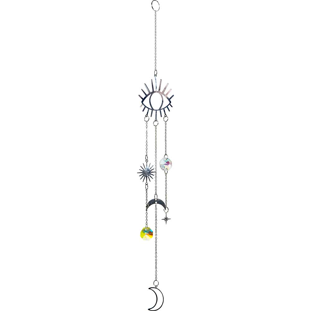 Crystal Hanging String-AB Mini Discs &Evil Eye & Moon Charms - Candle Queen Candles