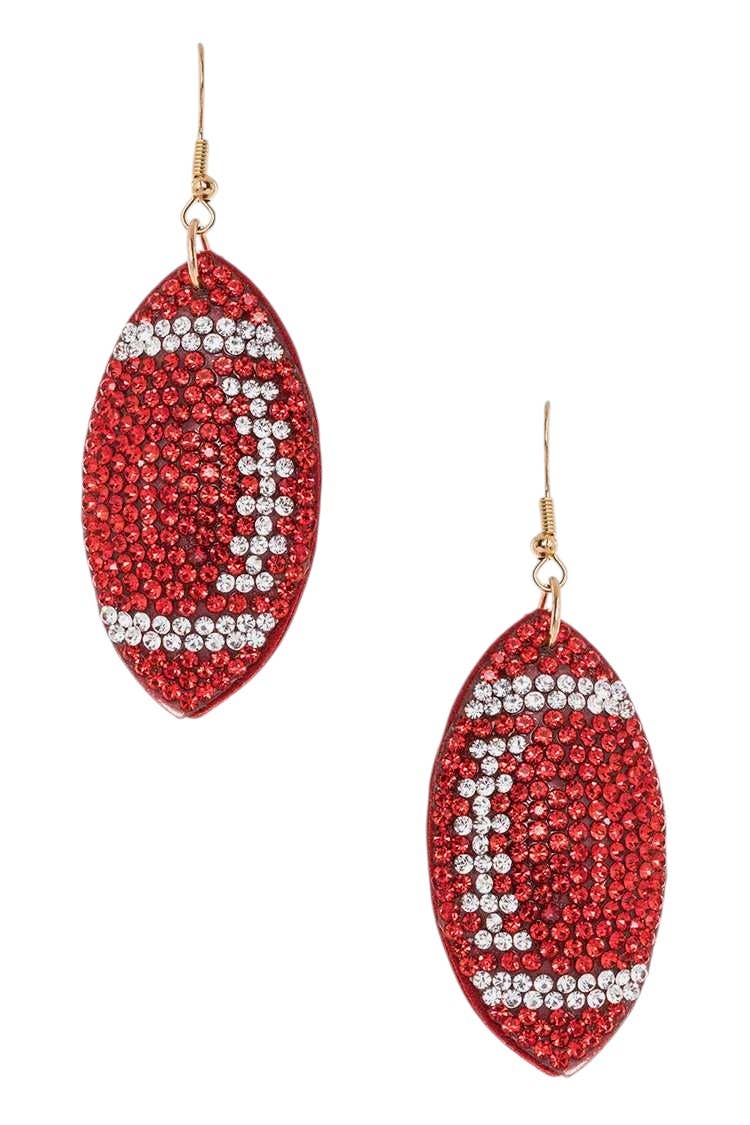 Rhinestone Football Pillow Earrings: Blue